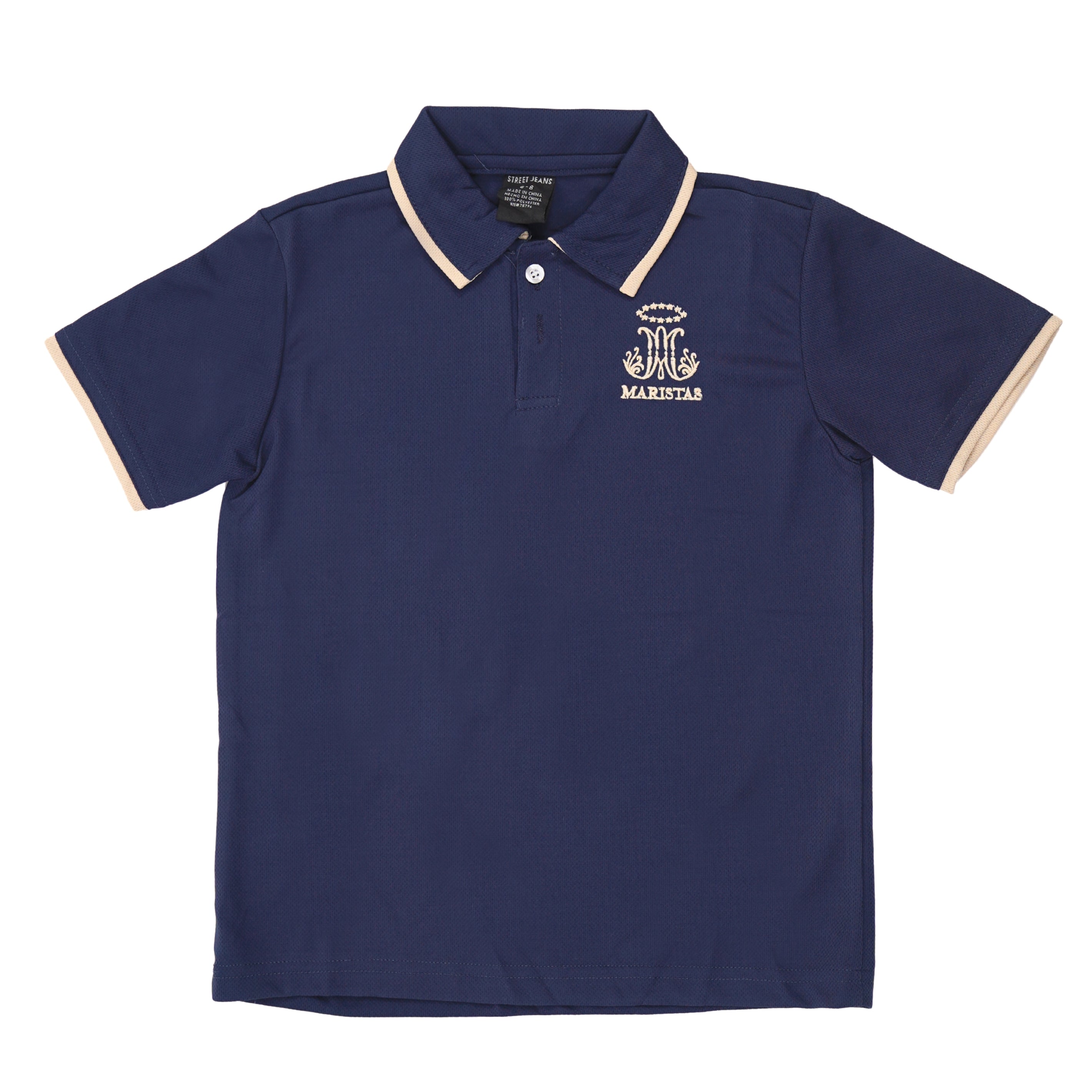POLO AZUL CON EMBLEMA MARISTA