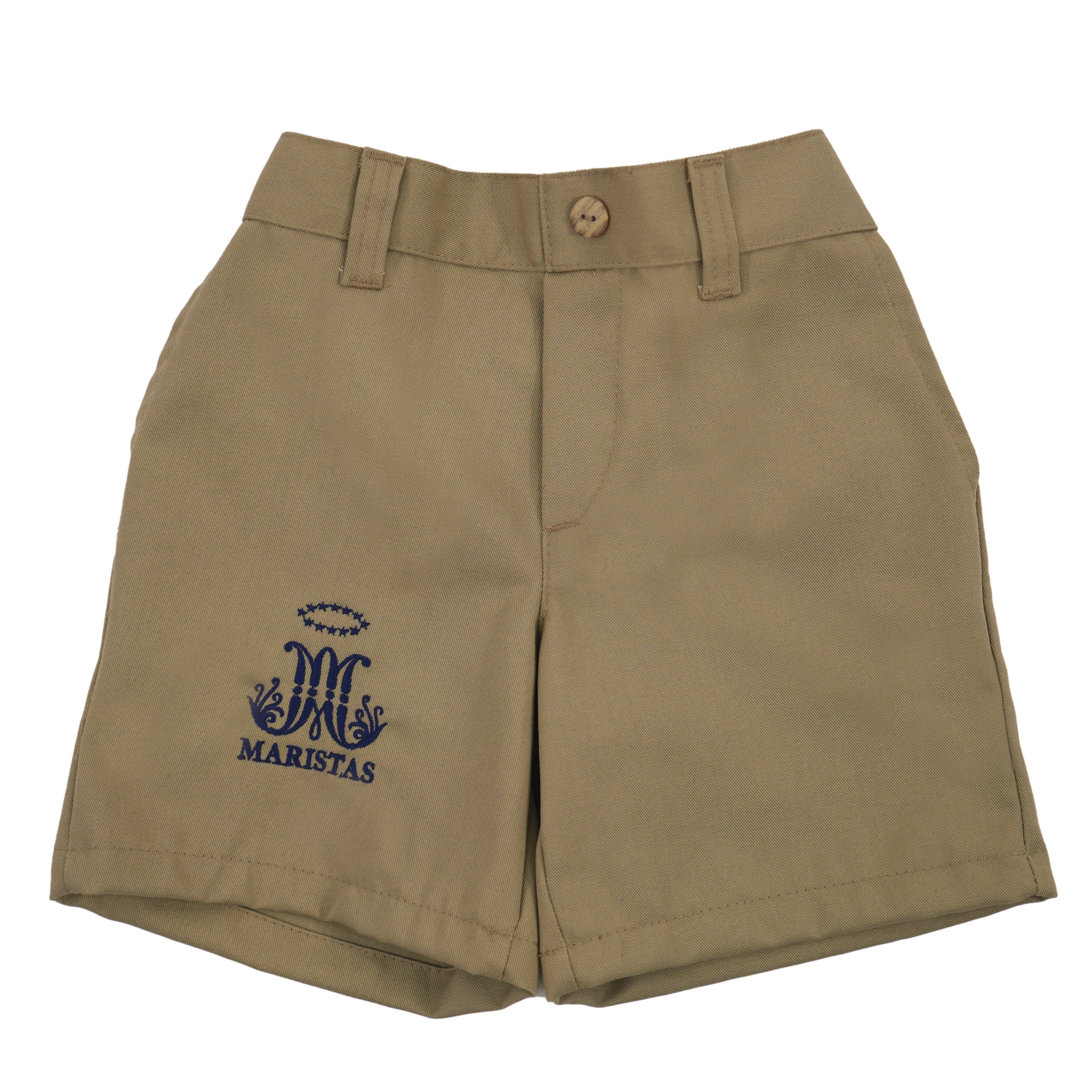 PANTALÓN CORTO CREMA CON EMBLEMA PRE-ESCOLAR