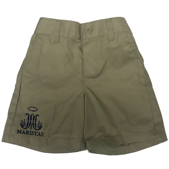 PANTALÓN CORTO CREMA CON EMBLEMA PRE-ESCOLAR